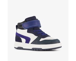 Stap leren hoge jongens sneakers blauw wit - Maat 27
