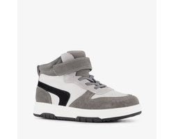 Stap leren hoge jongens sneakers grijs wit - Maat 26