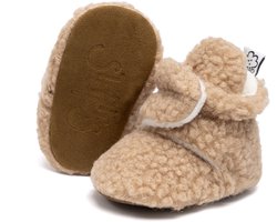 Steppies - Baby Slofjes teddy - Bruin - 0-3 Maanden (9cm) - Schoenmaat 15-16