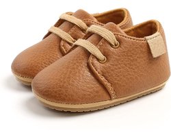 Steppies - Babyschoentjes PU Leer met Veters - Bruin - Maat 17-18