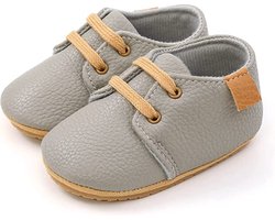 Steppies - Babyschoentjes PU Leer met Veters - Grijs - Maat 18-19