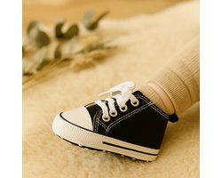 Steppies Babyschoentjes - Zwart - Zachte Zool Antislip - Maat 18-19 (6-12 maanden, 12 cm) - Babyslofjes