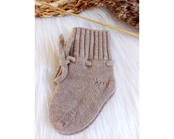 Steppies - Babyslofjes - 100% Merino wol – lichtbruin - slofjes voor je baby, dreumes en peuter voor jongens en meisjes - 3-6 Maanden (10,5cm) - schoenmaat 17-18