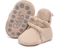 Steppies - Babyslofjes Antislip voor Jongens en Meisjes - Lichtbruin - 18-24 Maanden (14cm) - Schoenmaat 22-23 - Stappertjes