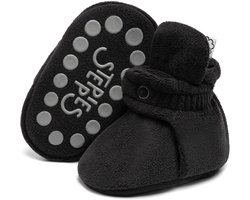 Steppies - Babyslofjes Antislip voor Jongens en Meisjes - Zwart - 18-24 Maanden (14cm) - Schoenmaat 22-23 - Stappertjes
