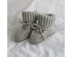 Steppies Babyslofjes Gebreid - Grijs - Maat 16-17 (3-6 maanden, 11 cm) - Slofjes voor jongens en meisjes
