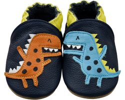 Steppies Babyslofjes Leer - Dino - Maat 20-21 (12-18 maanden, 13 cm) - met Suède Zool