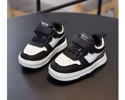 TK-S Kinderschoentjes, klittenband met veter, zwart-wit, maat 22