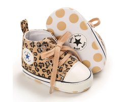 Ukkie Slofjes Baby Gympen Star Luipaard Maat 20 - Meisjes - Veters - Zachte zool - Anti Slip