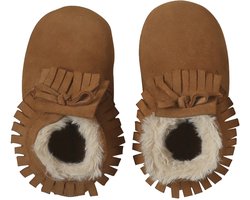 Vertbaudet Elastische, gevoerde sloffen van zacht leer voor baby's