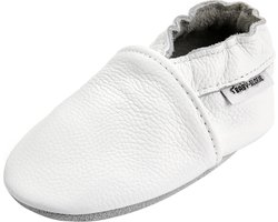 Witte effen leren babyslofjes van Baby-Slofje maat 22-23