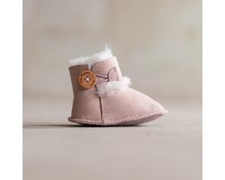 Wollen babyslofjes - Davin - 100% schapenvacht - Babyschoentjes van lamsvacht - Roze - Maat 20/21