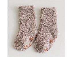 Ychee - Warme Fuzzy Fleece Kinder Sokken - Kousen - Anti slip - Indoor - Winter - Warmte - Koude voeten - Comfort - Zacht - Small - 0-2 jaar - Beige