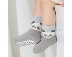 2 paar antislipsokken voor peuters, schattige babysokken met antislipsokken in het midden van de tube, katoenen sokken met een pasgeboren cartoon, ademende sokken voor kinderen, geschikt voor babyjongens en -meisjes-L (3-5 jaar oud)
