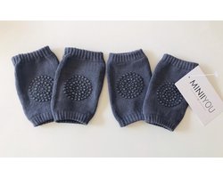 2 paar - Baby Knie beschermers - sokken grijs - anti slip - baby kruipbeschermers