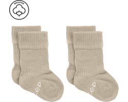 2 paar KipKep Blijf-Sokjes - prematuur, newborn - Cookie - 2 paar - baby sokjes die niet afzakken - biologisch katoen - beige - 0 maanden