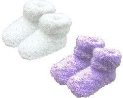 2 paar Meisjes Babysokken - One size - Wit-Paars