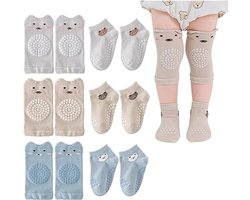 3 Paar Baby Sokken - 3 Paar kniebeschermers om te kruipen - Kind Sokken - Baby Sokken - oprijpingsset - Antislipsokken voor baby's - antislip vloersokken - Warme Sokken - Babysokken - comfortabel - Cartoonpatroon - voor baby's van 1-3 jaar - M