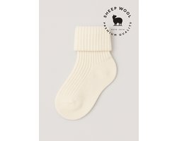 3-pack Wollen Baby Sokken Merinowol - Wit - Maat 0-3 maanden - Newborn - 98% Merino Wol, 2% Elastaan - Warme & Zachte Babysokjes - Ademend & Huidvriendelijk