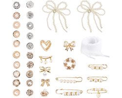 36-delige set doe-het-zelf accessoires voor schoenen en sokken, broches en kralen - geschikt voor sneakers, beenwarmers, en meer