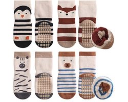 4 Paar Anti-Slip Baby Sokken - Katoenen Sokken voor Peutertjes en Kinderen 0-5 Jaar - Winter Thermo Sokken