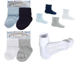 4 paar Baby gripper sokjes met omslag - Maat 3-6 mnd
