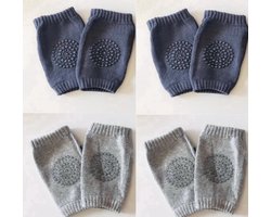4 Paar Baby Kniebeschermers – Anti-slip Sokken Kruipbeschermers – Donkergrijs & Lichtgrijs – Bescherming voor Baby’s 0-2 Jaar – Dun & Comfortabel