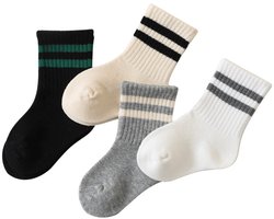 4 paar babysokjes van puur katoen, geschikt voor pasgeborenen van 6-12 maanden | Naadloze antislipsokken | Sokken voor jongens, meisjes en kinderen