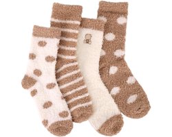 4 paar Wollige en Warme Knuffelsokken voor Dames maat 39-42 - Koraalfleece Bedsokken