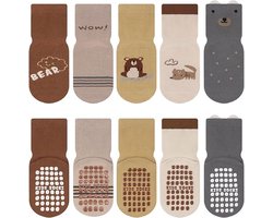 5 paar baby sokken voor peuters - ABS antislip sokken - Antislip Sokken met dierenmotief - Modieuze katoenen sokken voor peuters - Geschikt als geboortegeschenk voor meisjes en jongens - L (3-5 jaar)