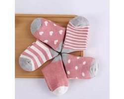 5 paar New born Baby sokken - Set babysokjes - 0-6 maanden - Rode Babysokken - Multipack - Kraamcadeau voor Jongen of Meisje - Babyshower Cadeau - Kraammand