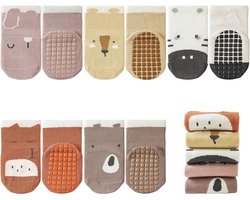 5-pack antislipsokken voor baby's en kinderen, pantoffels voor jongens en meisjes, schattige dieren van puur katoen, herfst-, lente- en wintersokken voor pasgeborenen, cadeau, geschikt voor kinderen van 1-3 jaar - Model C
