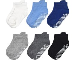 6 Paar Baby Sokken (0-1 jaar) - Newborn Sokken - Antislip Sokken - Elastische Enkelsokjes - voor Baby's Peuter - Antislip Babysokken voor Jongens - Sportsokken - Zacht en Ademend