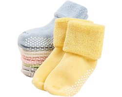 6 paar herfst- en winterbadstof verdikte losse babysokjes - middelhoge anti-slip sokken - kindersokken gekamde katoenen sokken - dikke warme katoenen sokken - anti-slip gestippelde babyvloer - geschikt voor baby's van 1-3 jaar