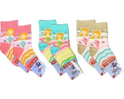 6 paar Meisjes Babysokken - Blauw-Beige-Roze - Zeemeermin - Maat 74-86