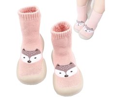 Antislip pantoffels voor baby's, enkellaarsjes, peuterschoenen, babysokjes met antislip rubberen zolen, geschikt voor jongens en meisjes van 12-18 maanden