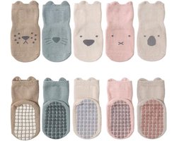 Antislipsokken voor baby's - 5 paar babysokken met siliconen zolen - Antislip katoenen sokken - Biedt een veilige grip - Voor jongens en meisjes van 1-5 jaar - Multicolor - M