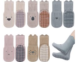 Antislipsokken voor baby's - 5 paar babysokken met siliconen zolen - Biedt een veilige grip - Babyvloersokken - Antislipsokken van katoen - Sokkenovertrekken - Maat medium - Geschikt voor jongens en meisjes van 3 jaar