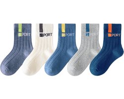 Antislipsokken voor kinderen - 5 paar ABS antislipsokken voor peuterjongens - Antislipsokken voor kinderen, maat M, geschikt voor jongens en meisjes van 3-5 jaar - Stijl F