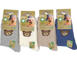 Baby Bio Bearrib sokken - 12 baby sokjes - jongens & meisjes - maat 19-20 - ANTI-SLIP- 80% hoogwaardige biologisch katoen - Naadloos aan de teen