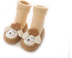 Baby Cartoon Pluche Katoenen Peuterschoenen - Herfst en Winter Terry Verdikte Kinder Peuterschoenen - Antislip Pom Pom Babyschoenen - Platte Zool Antislip - Warm en Comfortabel - Geschikt voor 12-18 Maanden Pasgeborenen - geel - 13cm