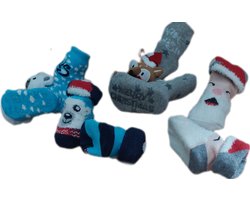 Baby - Kerstsokken - Set van 4 paar - Huissokken - Sokken - Unisex - kinderen - New Born - Warme wintersokken - Anti-slip - Kleur Meerkleurig - Maat 50-56 - Kerst - Kraamcadeau/Cadeau