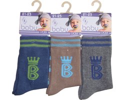 Baby / kinder sokjes b-crown met ABS - 21/23 - jongetje - 90% katoen - naadloos - 12 PAAR - chaussettes socks
