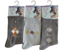 Baby - kinder sokjes jaquard - 19/20 - unisex - 90% katoen - naadloos - 12 PAAR - chaussettes socks