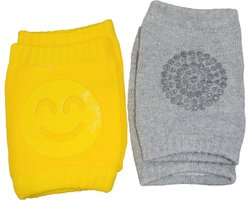 Baby kniebeschermers - geel smiley + licht grijs
