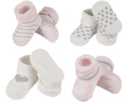 Baby newborn sokken 4 paar - Giftbox - 0/6 Maanden - Baby meisjes sokjes - Kraamcadeau - Babyshower kado - eerste babysokjes