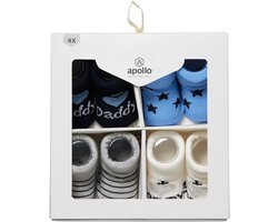 Baby newborn sokken 4 paar - Giftbox - 0/6 Maanden - Baby sokjes - Kraamcadeau - Babyshower kado - eerste babysokjes