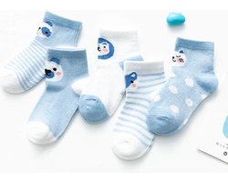 Baby Sokjes - Blauw met Dieren - 0-3 Maanden