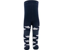 Babymaillot met antislip stippen - Donkerblauw met Poezenhoofdjes - 80/86