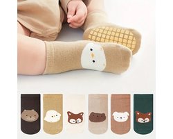 Baby/peuter sokken, Anti-slip/ maat M, 1-3 jr/ 6 paar.